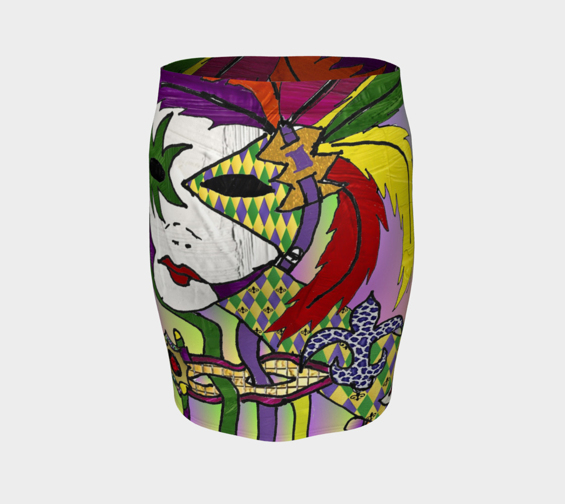 Mardi Gras Mask Art Print Fitted Skirt preview #4
