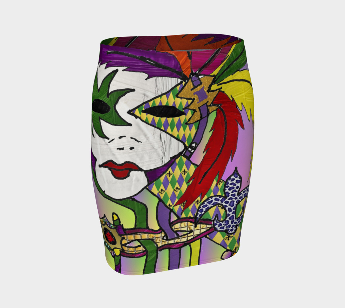 Mardi Gras Mask Art Print Fitted Skirt thumbnail #2