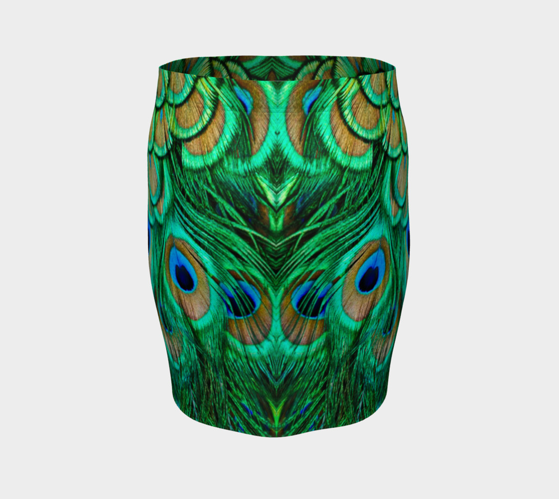 Peacock Feathers Reflection Fitted Skirt thumbnail #5