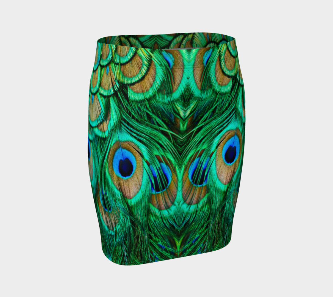 Peacock Feathers Reflection Fitted Skirt thumbnail #2