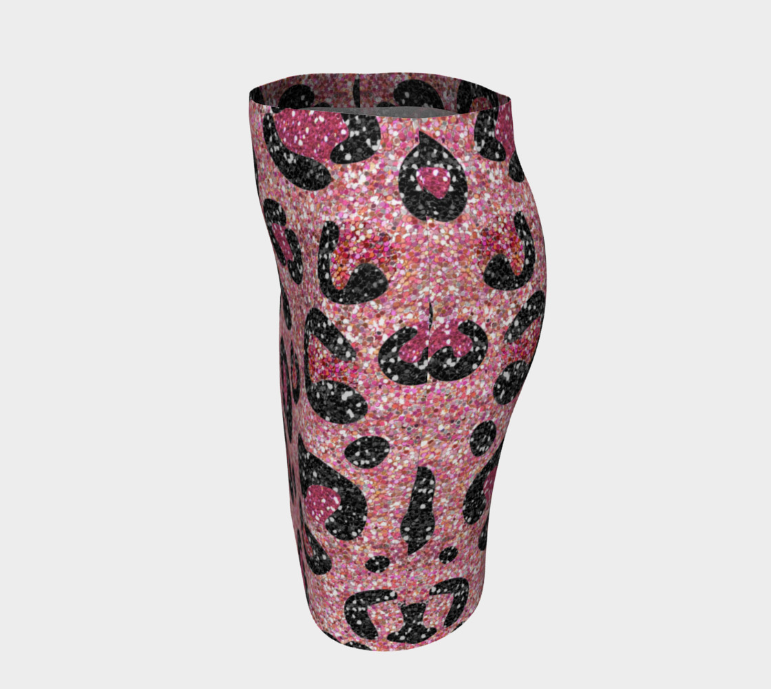 Pink Black Leopard Glitter Print Fitted Skirt preview #2