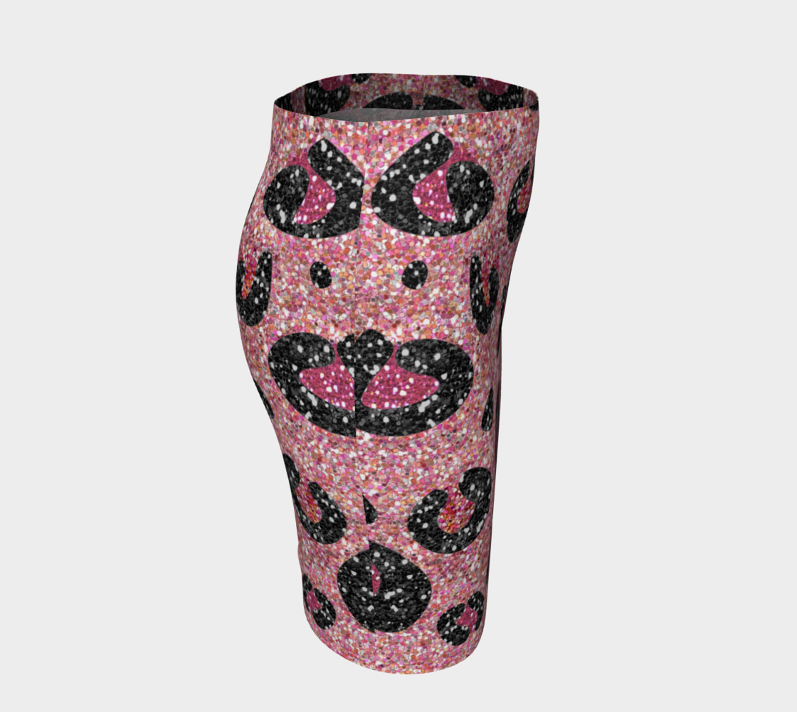 Pink Black Leopard Glitter Print Fitted Skirt preview #3