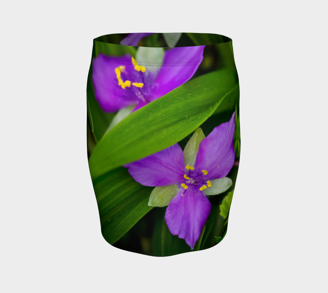 Wildflower Purple Spiderwort Fitted Skirt thumbnail #5
