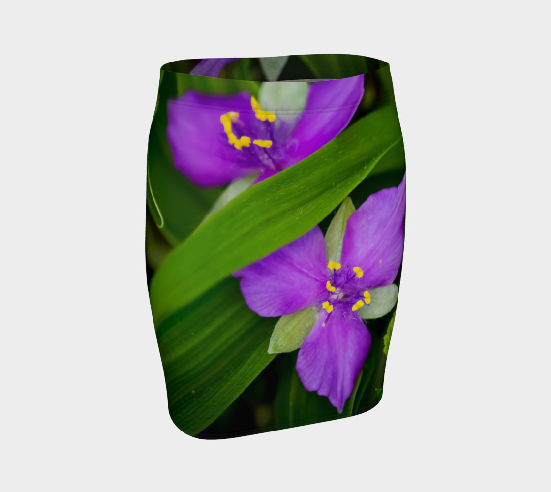 Wildflower Purple Spiderwort Fitted Skirt thumbnail #2