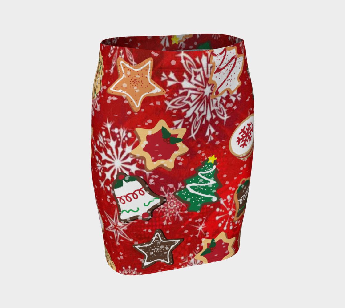 Retro Christmas Cookies Holiday Fitted Skirt preview #1