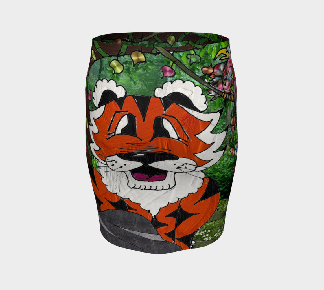 Jungle Tiger Art Print Fitted Skirt preview #4