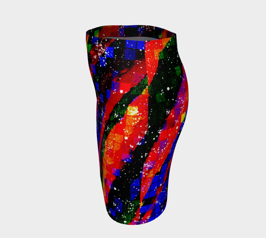 Fiery Colorful Grunge Squares and Stripes Fitted Skirt preview #2