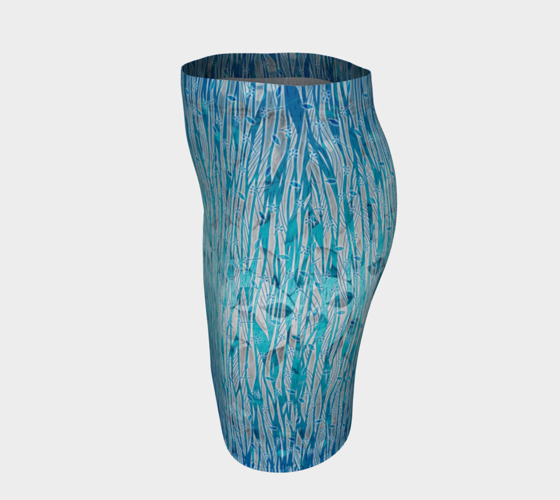 Blue Turquoise Silver Leafy Floral Fitted Skirt preview #2
