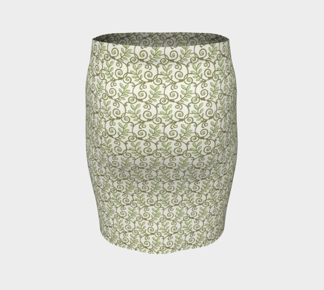 Green Cream Leafy Lace Floral Fitted Skirt preview #4