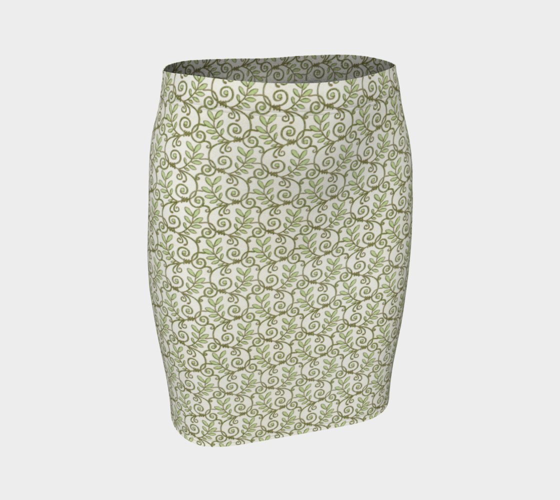 Green Cream Leafy Lace Floral Fitted Skirt preview #1