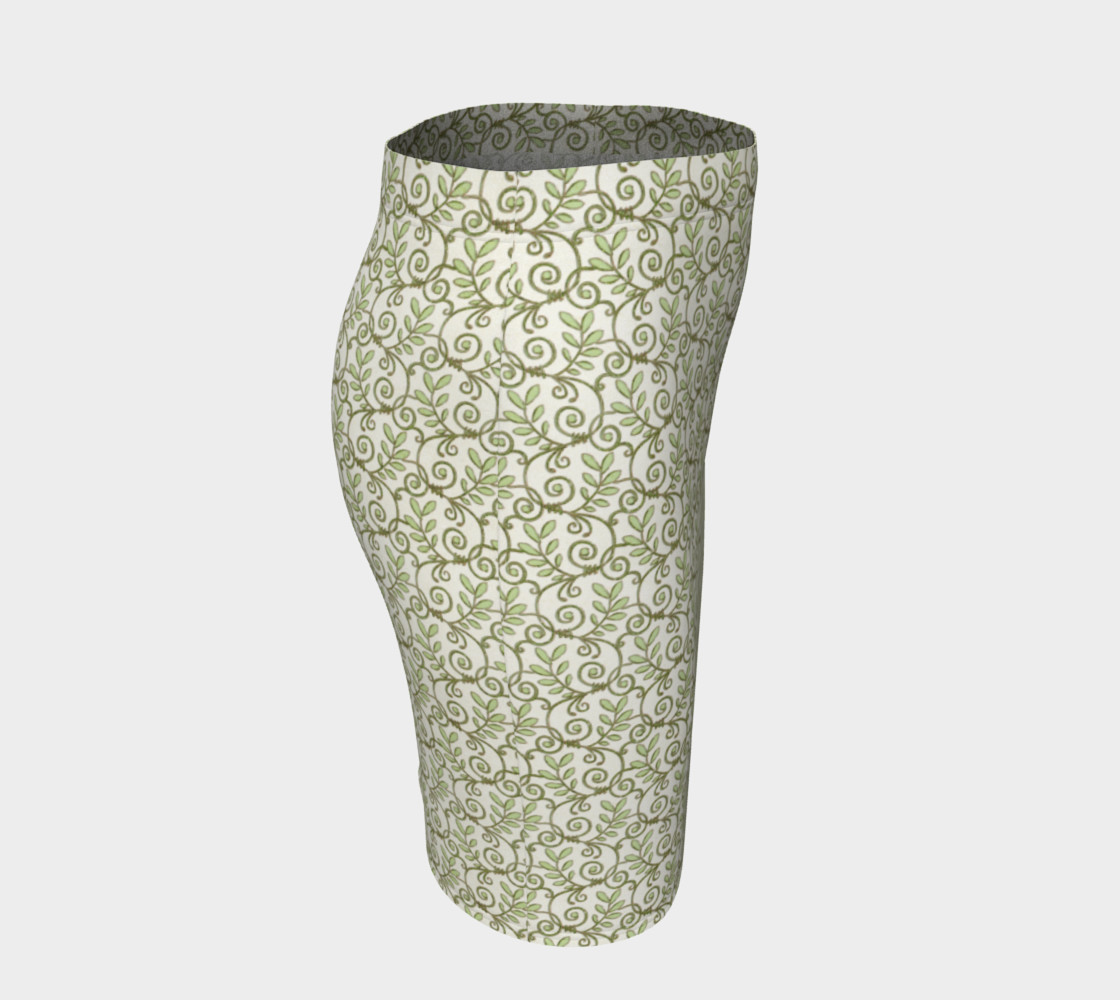 Green Cream Leafy Lace Floral Fitted Skirt preview #3