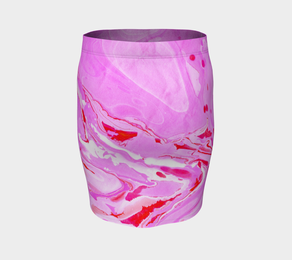 Pink Red Abstract Marble - Pencil Skirt preview #4