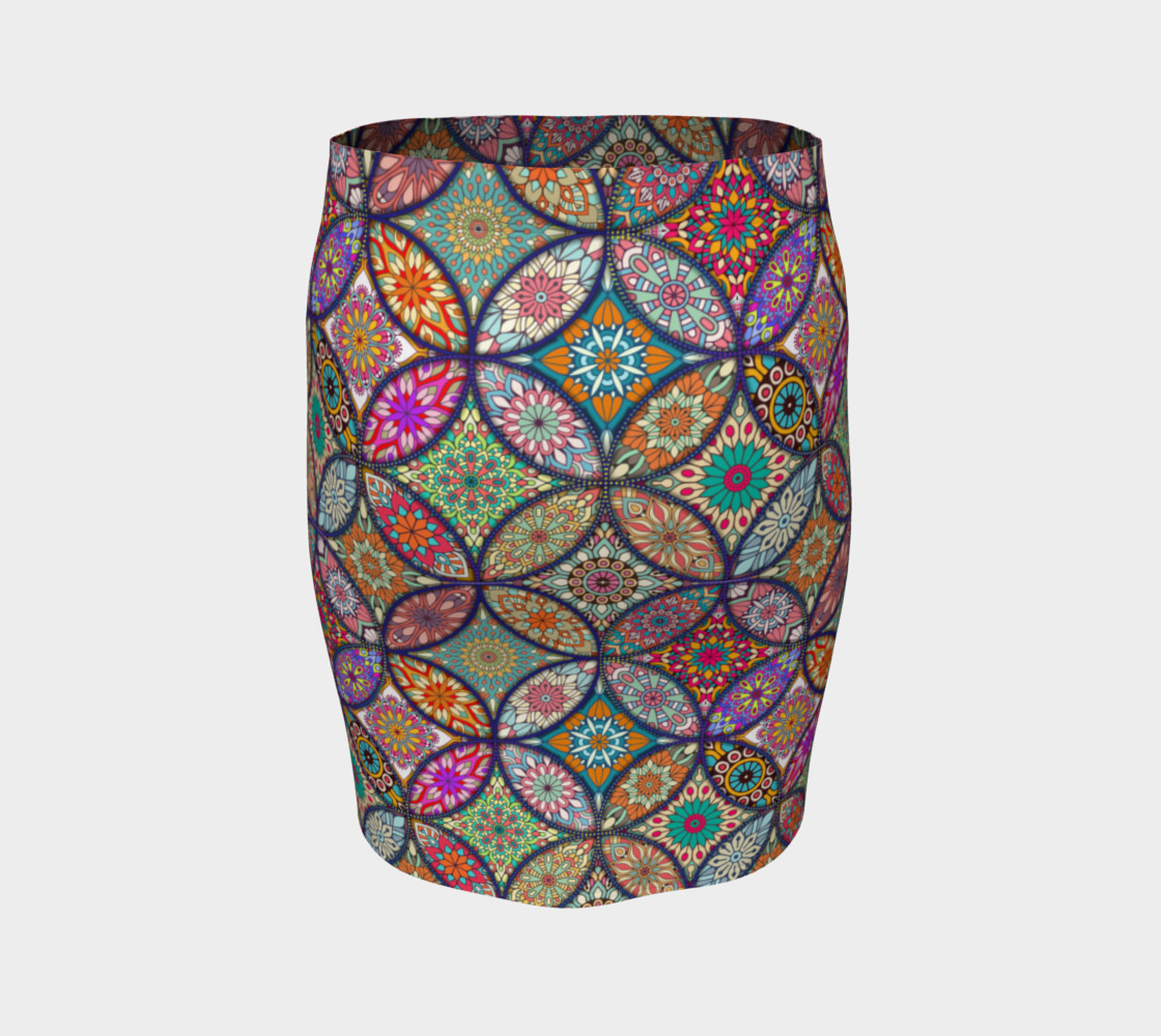 Vibrant Mandalas Fitted Skirt preview #4