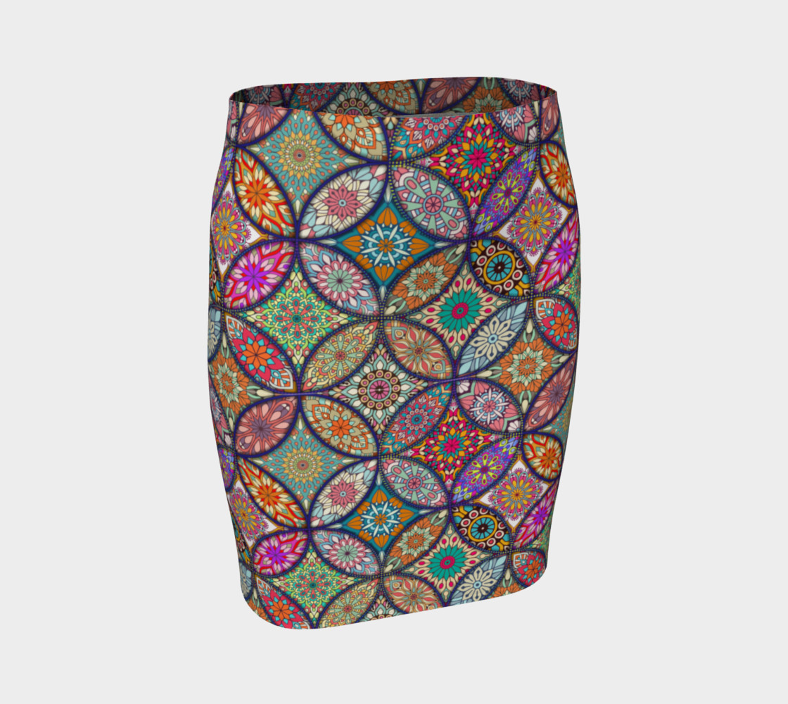 Vibrant Mandalas Fitted Skirt preview #1