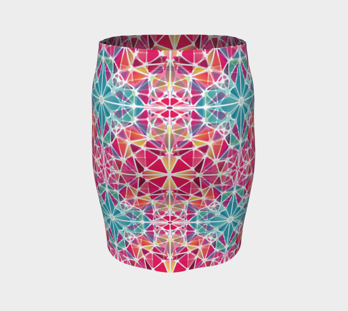 Aperçu de Pink and Blue Kaleidoscope Fitted Skirt #4