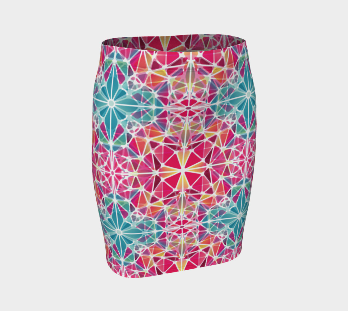 Aperçu de Pink and Blue Kaleidoscope Fitted Skirt #1