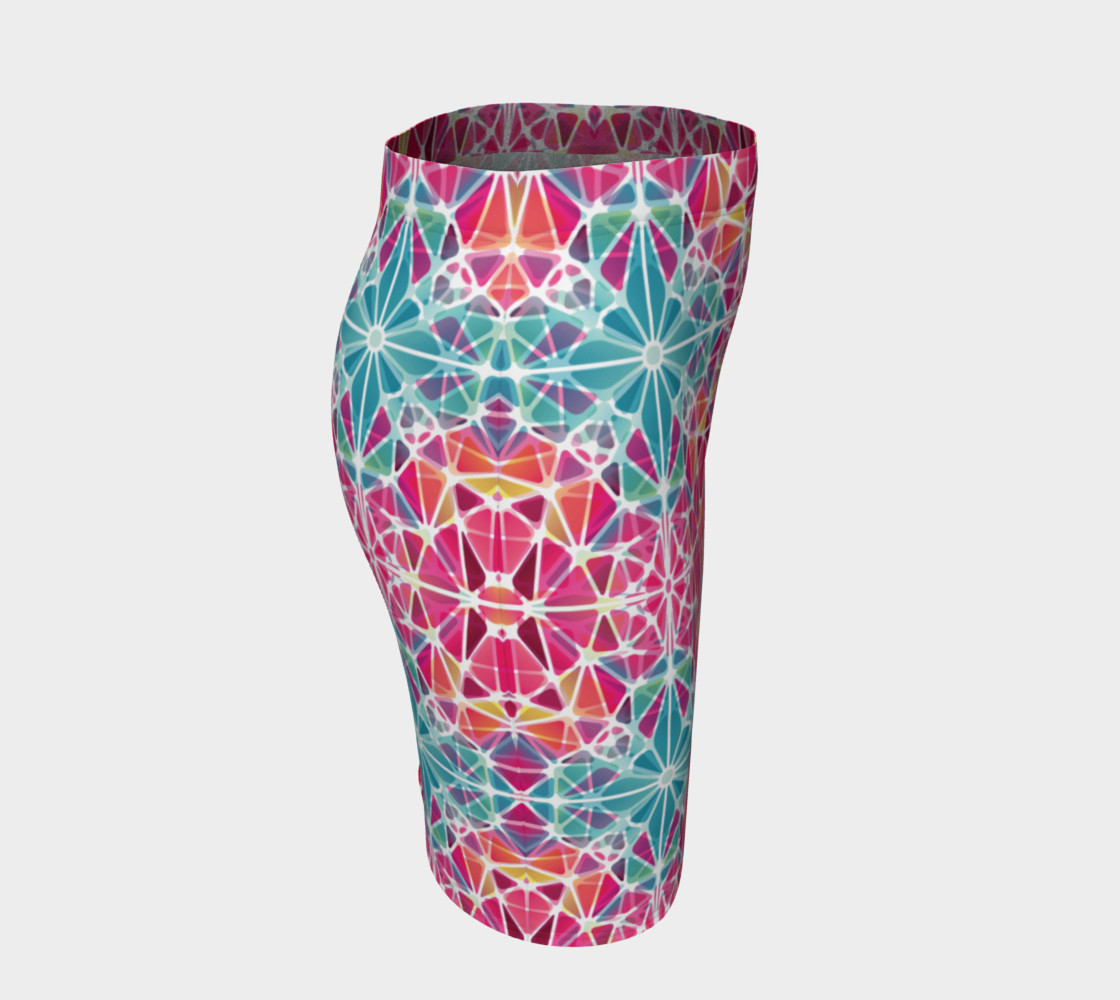 Aperçu de Pink and Blue Kaleidoscope Fitted Skirt #3