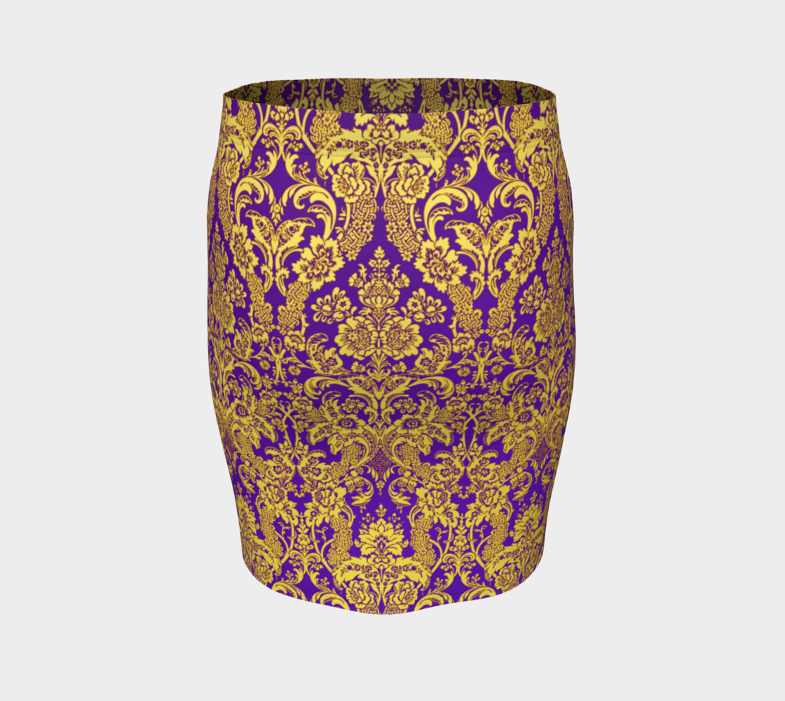 Aperçu de damask in purple and golden #4