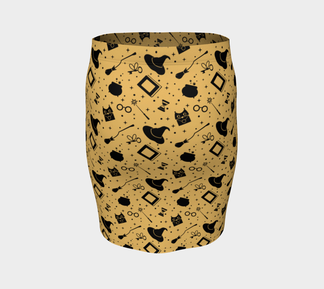Magic symbols yellow fitted skirt preview #4