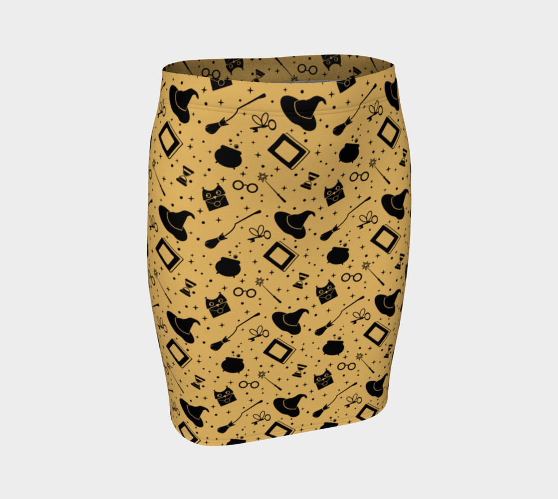Magic symbols yellow fitted skirt preview #1
