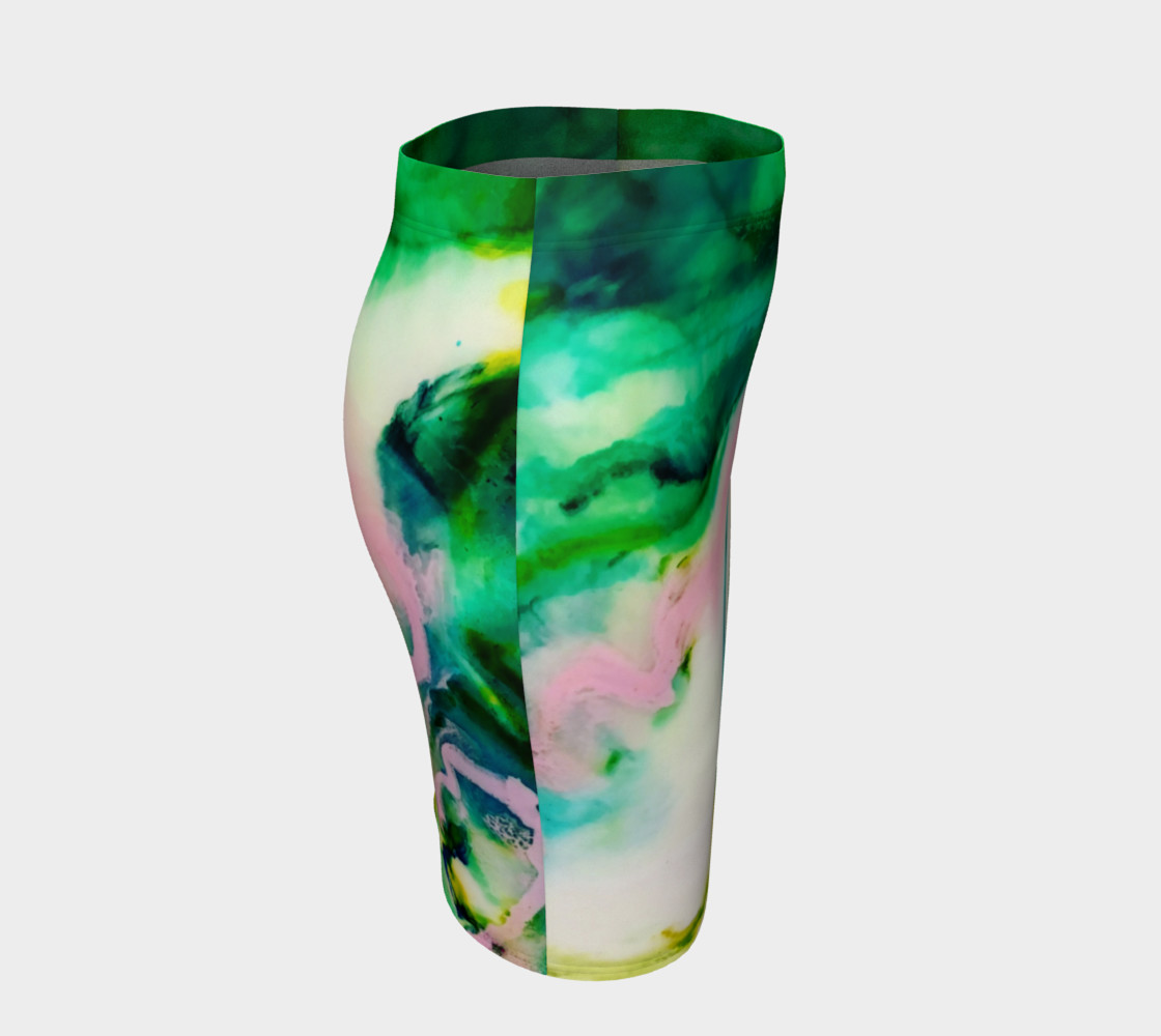Green Pink Marble Abstract Painting - Fitted Skirt preview #3