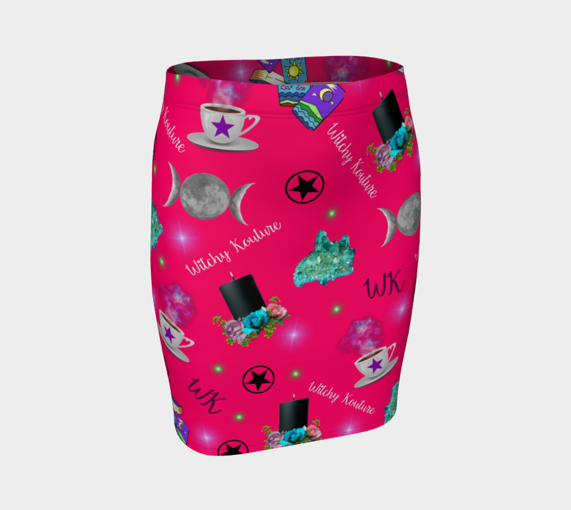 WK #ModernWitchLife Pink Print Fitted Skirt preview #1