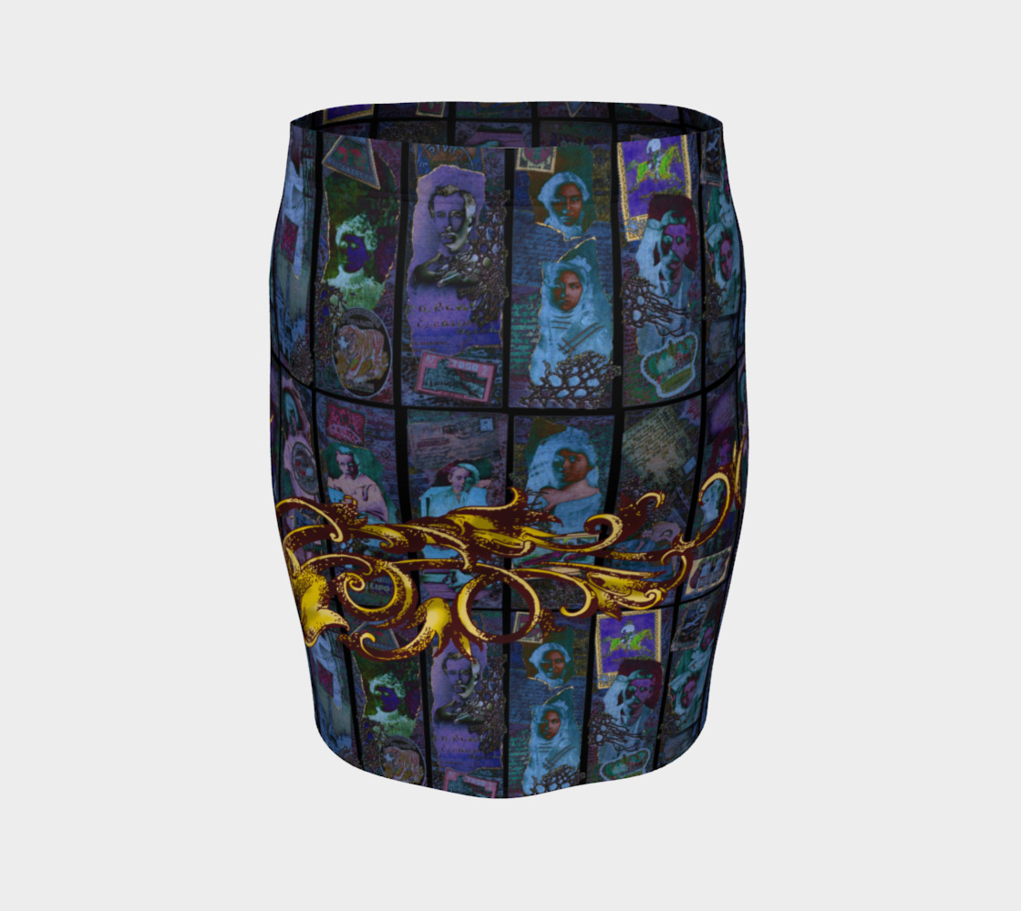 Adopted Ancestors: Blue & Gold - Fitted Skirt preview #4