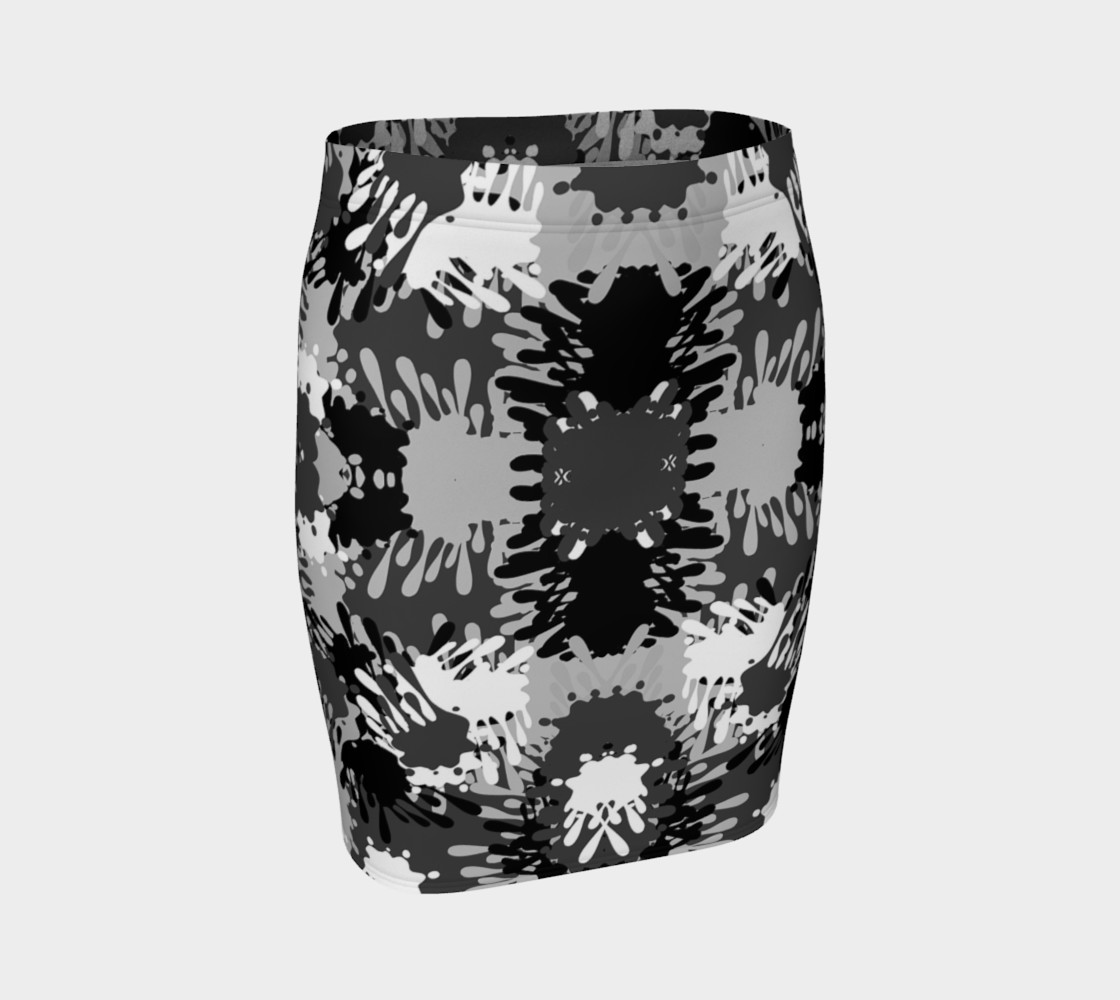 Black Paint Splatter Fitted Skirt preview #1