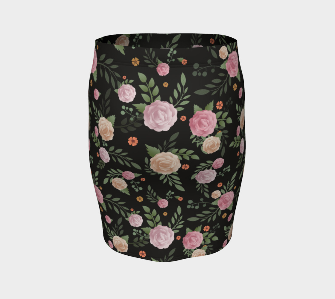 Black Floral Fitted Skirt preview #4