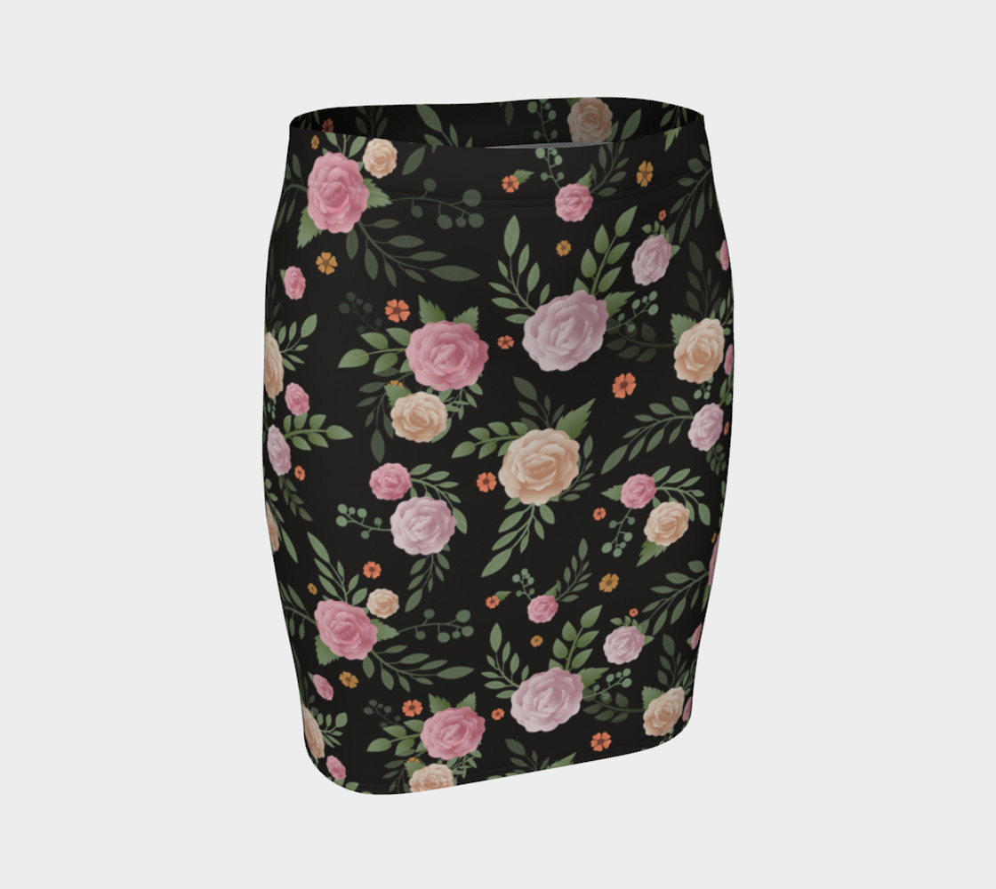 Black Floral Fitted Skirt preview #1