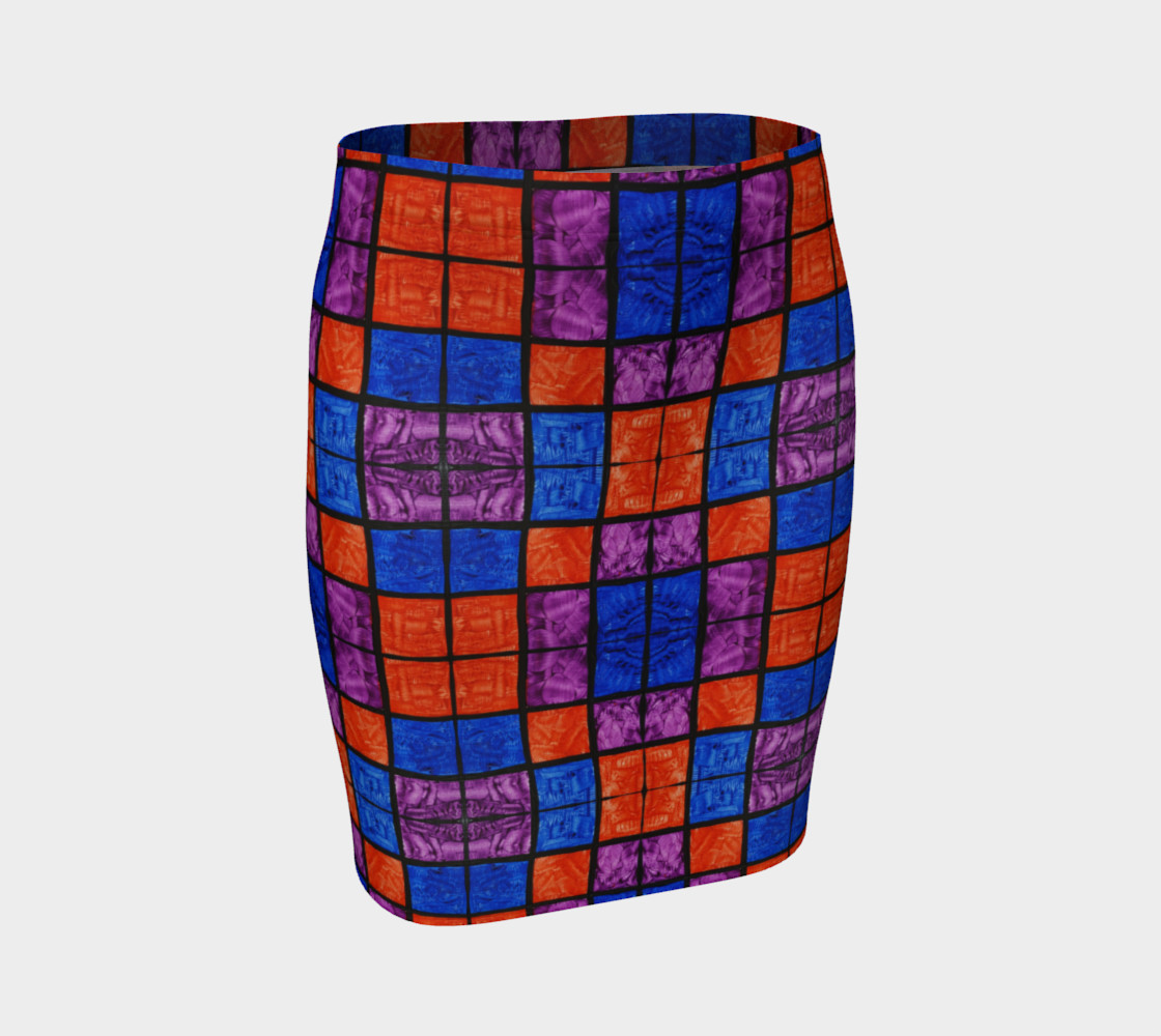 Checkerboard Mosaic Fitted Skirt preview #1