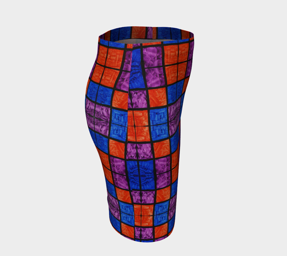 Checkerboard Mosaic Fitted Skirt preview #3