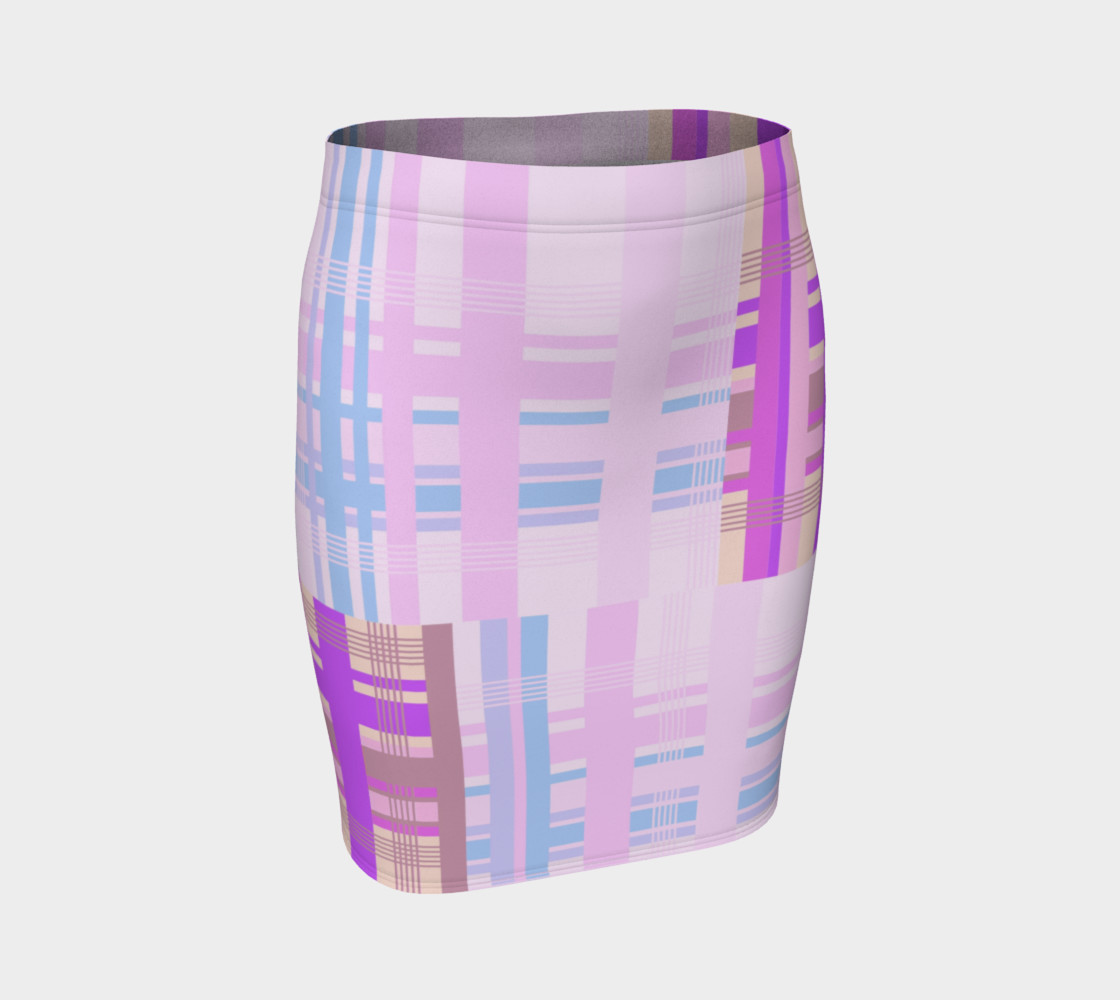 Pink Plaid Patches Fitted Skirt 3D preview