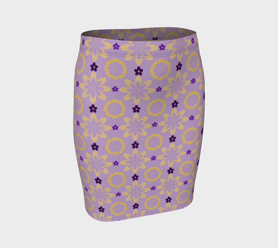 Aperçu de Orange and Purple Flower Clash Fitted Skirt #1