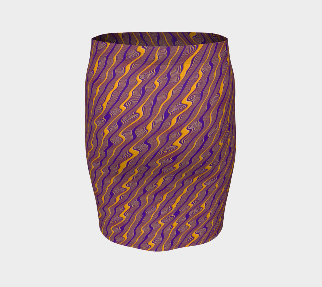 Orange and Purple Crazy Stripes Fitted Skirt preview #4