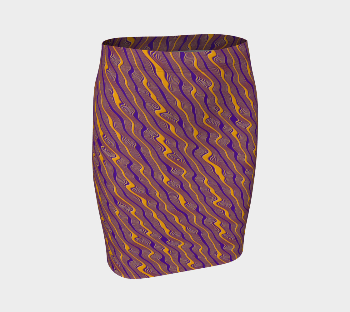Orange and Purple Crazy Stripes Fitted Skirt preview #1