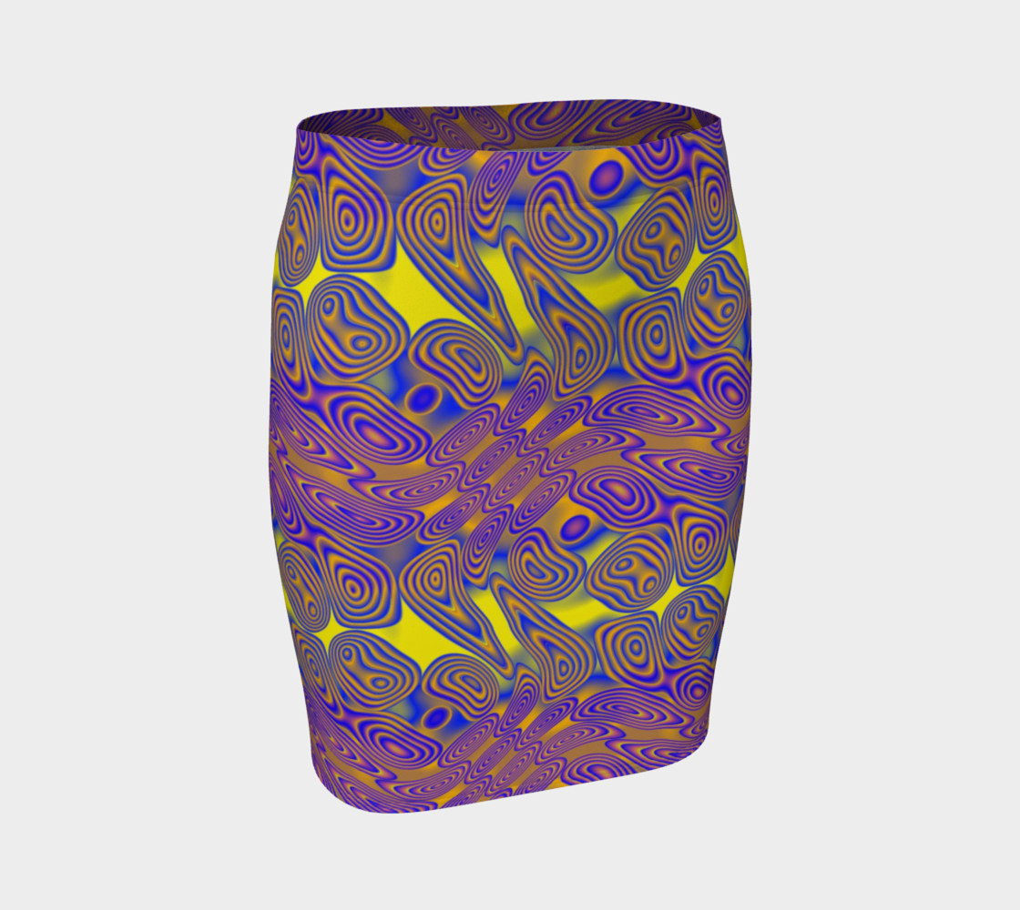 Blue and Yellow Dotted Twist Fitted Skirt preview #1