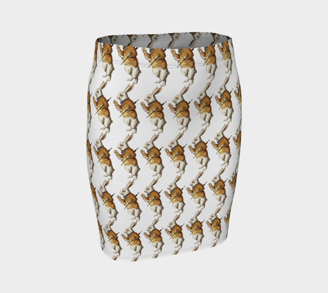 White Rabbit in Color from Alice Adventures in Wonderland Pattern Fitted Skirt preview #1