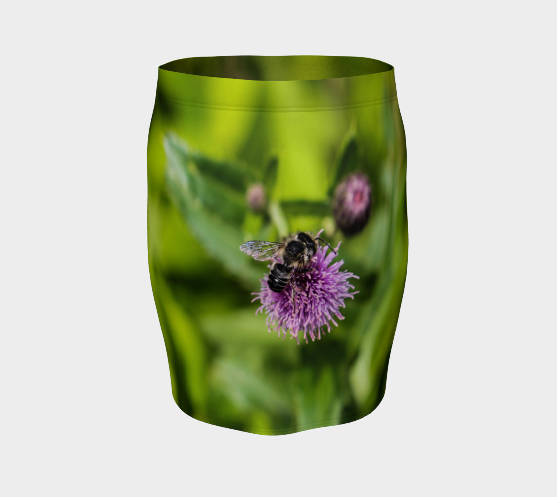 A Bee on a Purple Flower Fitted Skirt preview #4