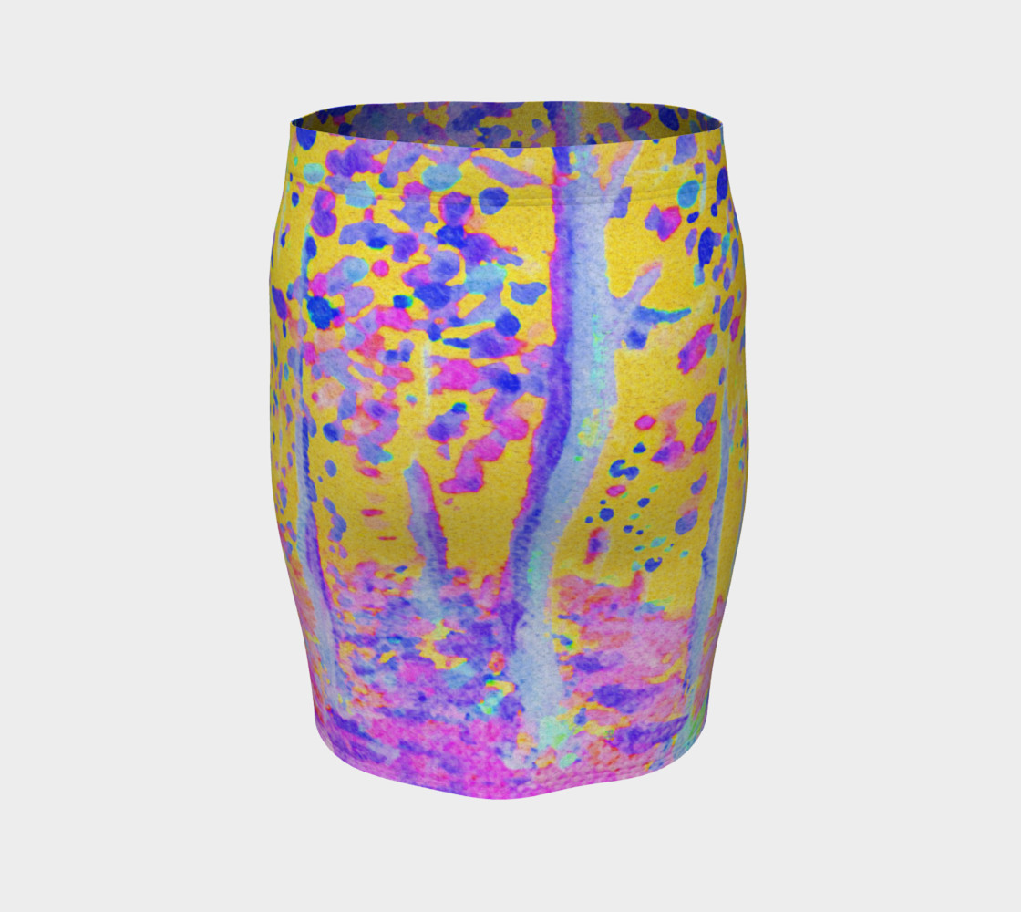 Yellow Magic Trees Fitted Skirt preview #4