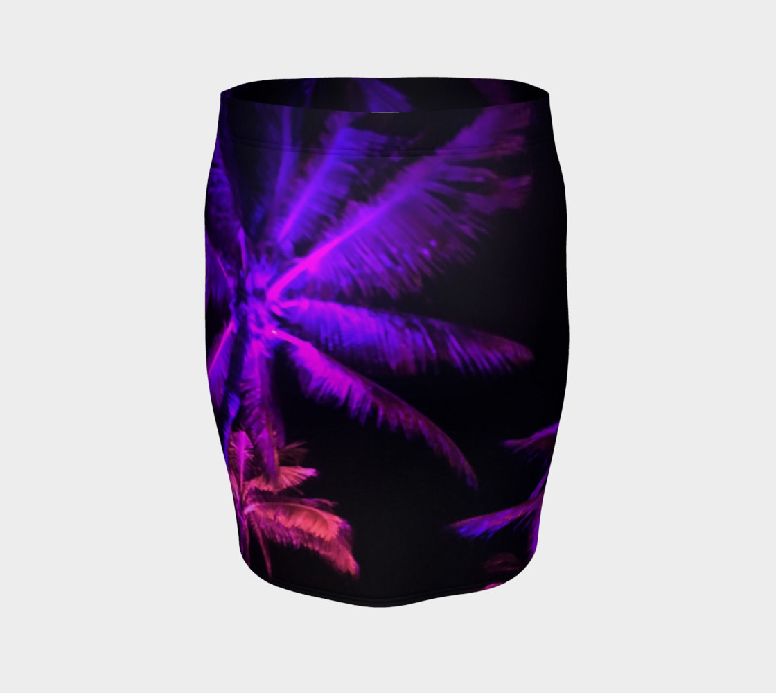 Pink and Purple Palms Fitted Skirt preview #4