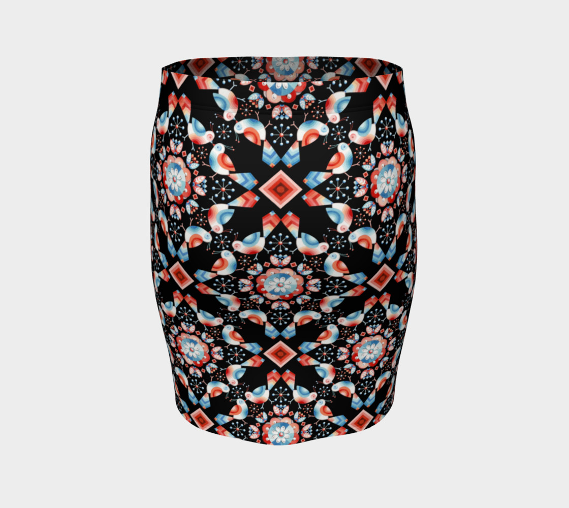 Folkloric Lovebirds Fitted Skirt preview #4