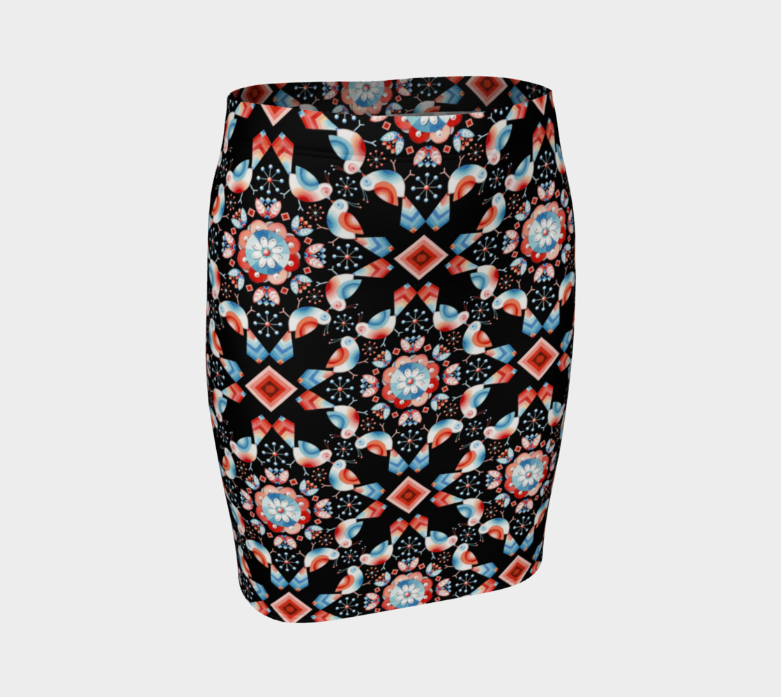 Folkloric Lovebirds Fitted Skirt preview #1