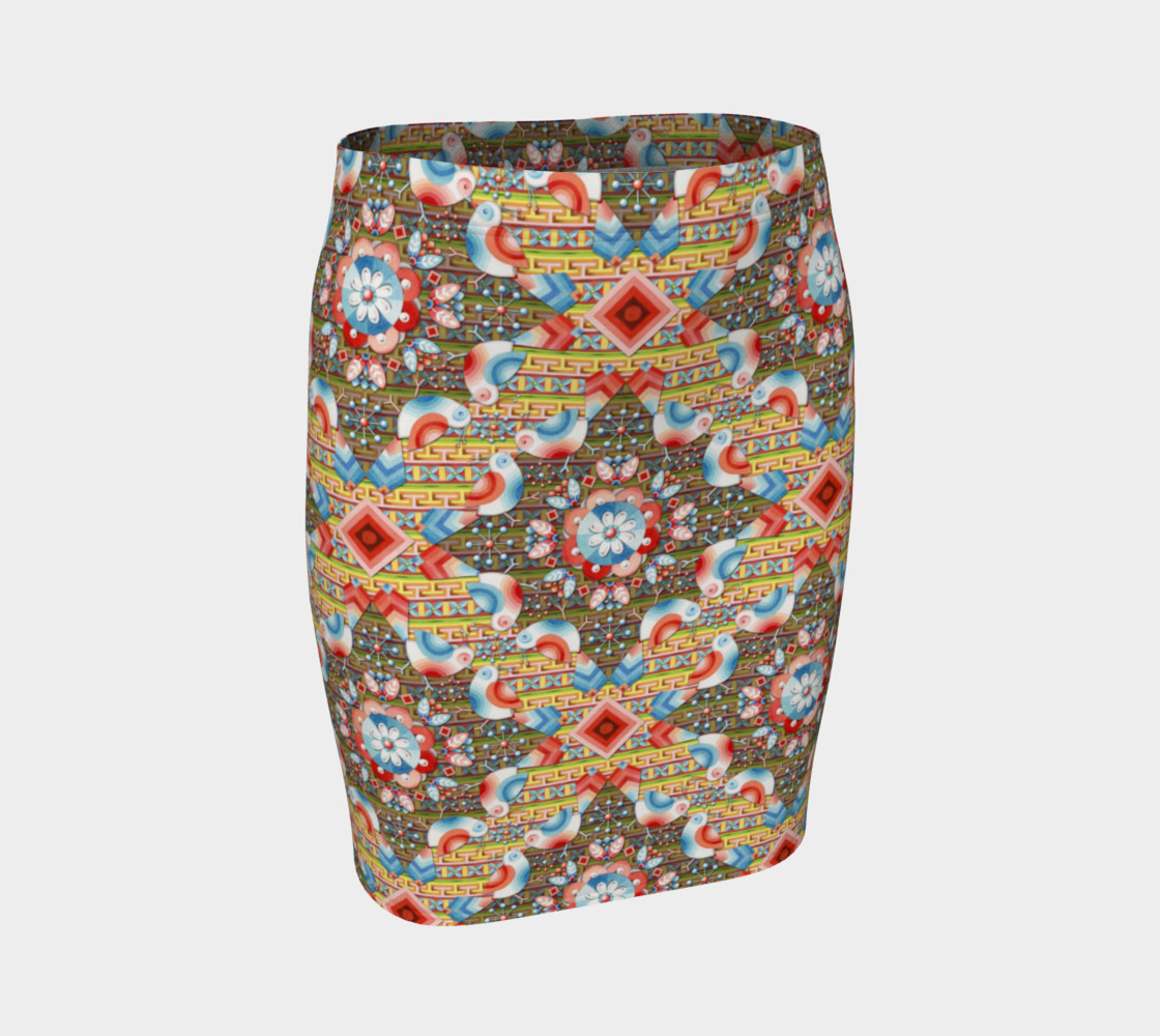 Heraldic Lovebird Fitted Skirt preview #1
