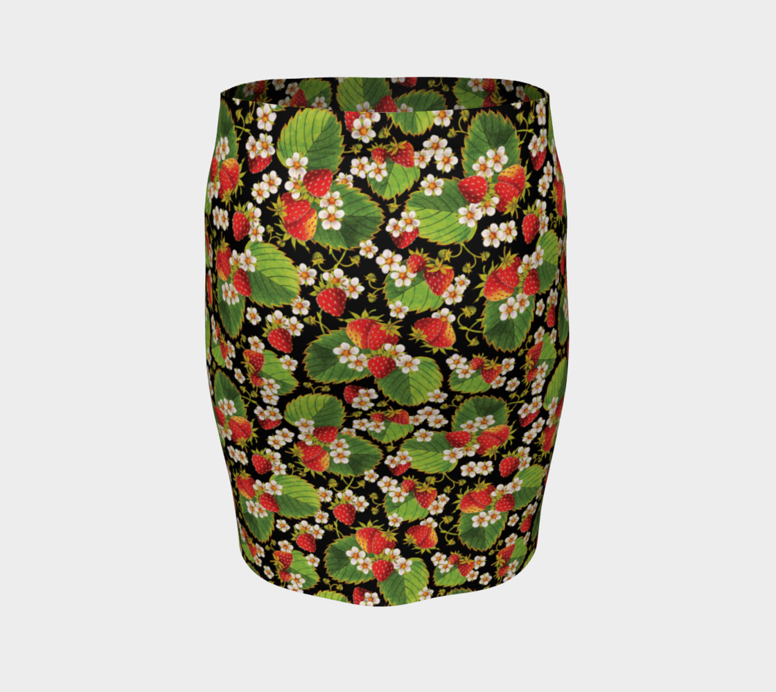 Aperçu de Strawberries on Black Ankle Pencil Skirt #4