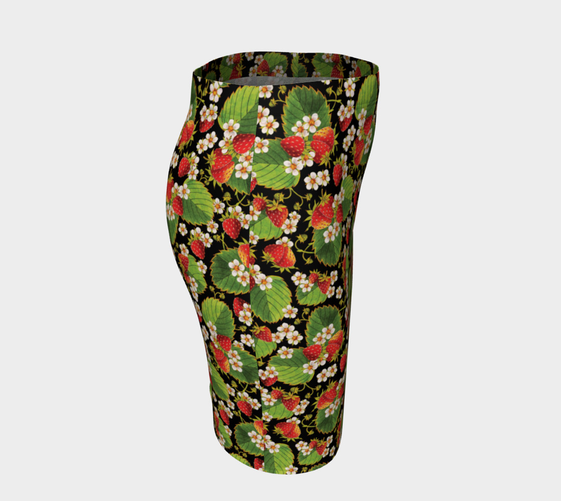 Aperçu de Strawberries on Black Ankle Pencil Skirt #3