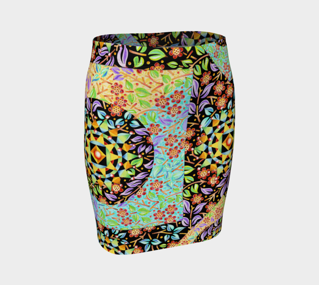Aperçu de Filgree Floral Patchwork Fitted Skirt #1