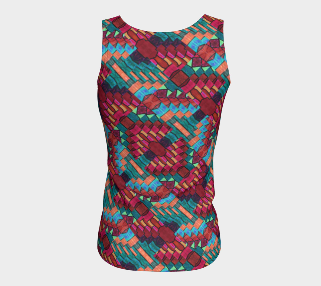 Cranberry Rose Mosaic Fitted Tank Top preview #6