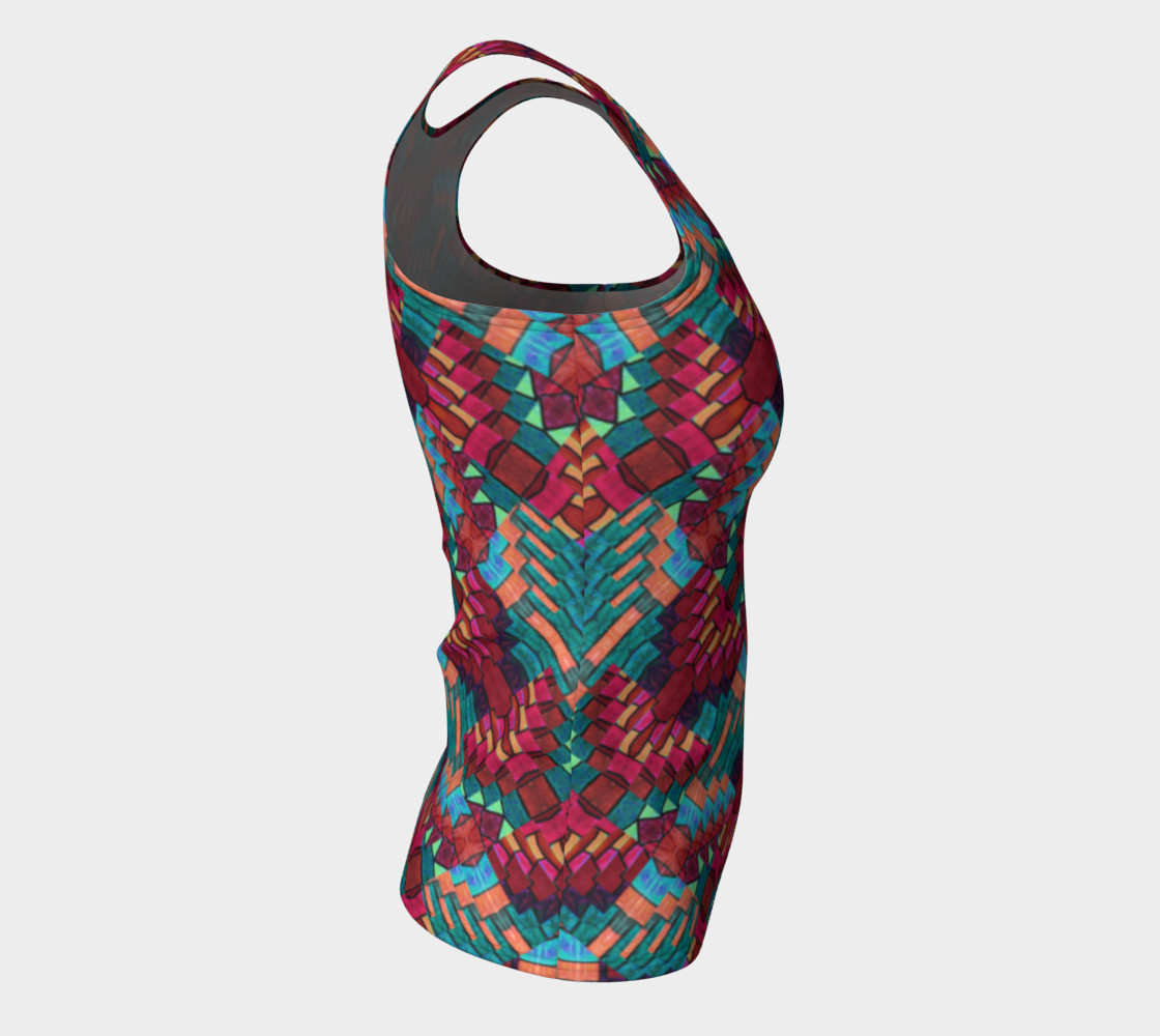 Cranberry Rose Mosaic Fitted Tank Top preview #8