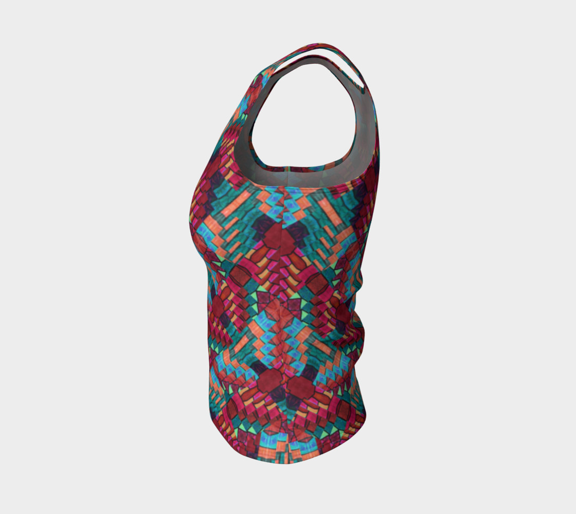Cranberry Rose Mosaic Fitted Tank Top preview #3